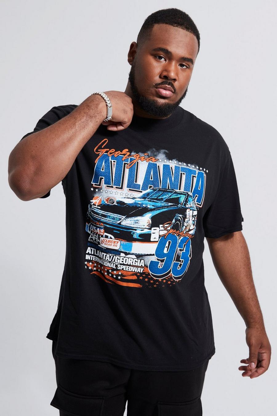 Plus T-Shirt mit Atlanta Moto-Print, Black image number 1
