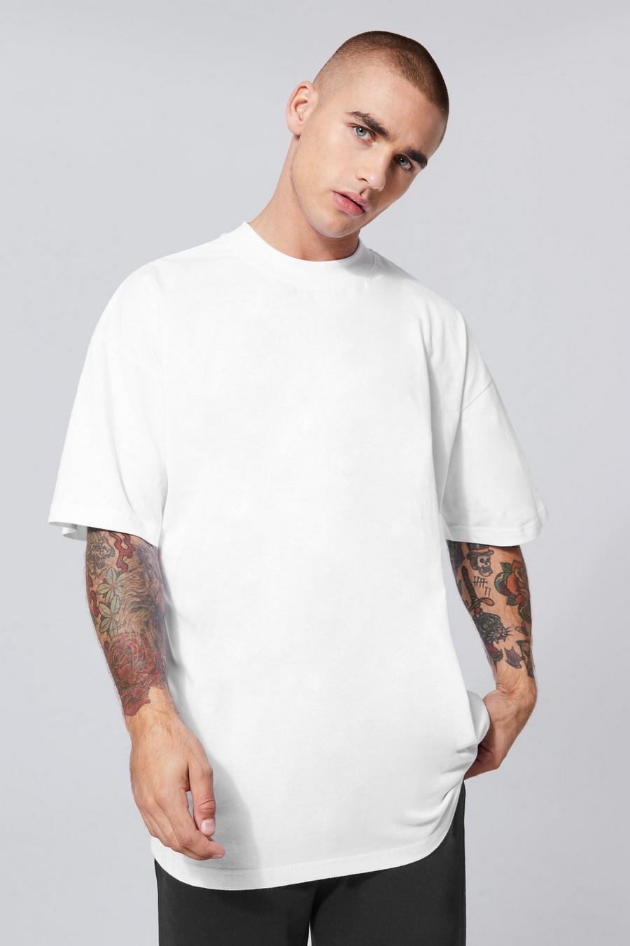 White Oversized T-Shirt Met Brede Nek