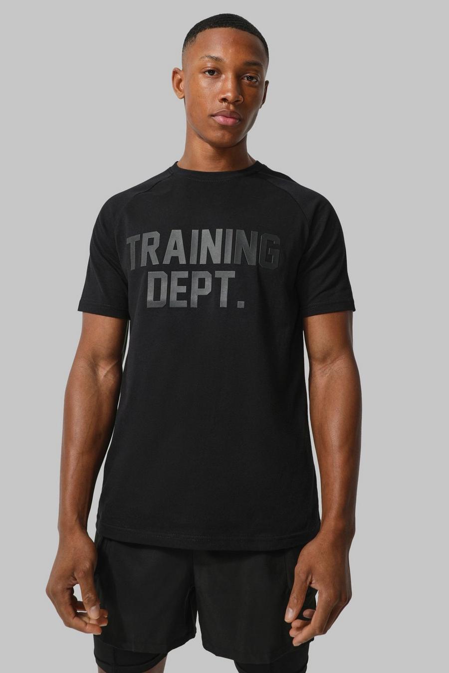 Black Man Active Muscle Fit Training Dept T-Shirt 
