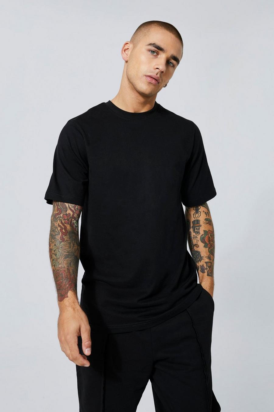 Black T-shirt med rund hals