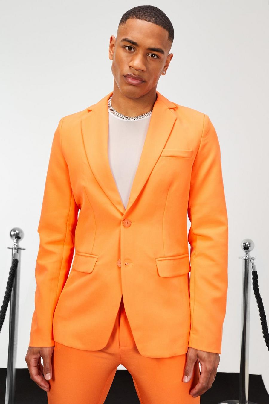 Einreihige Skinny Anzugjacke, Orange