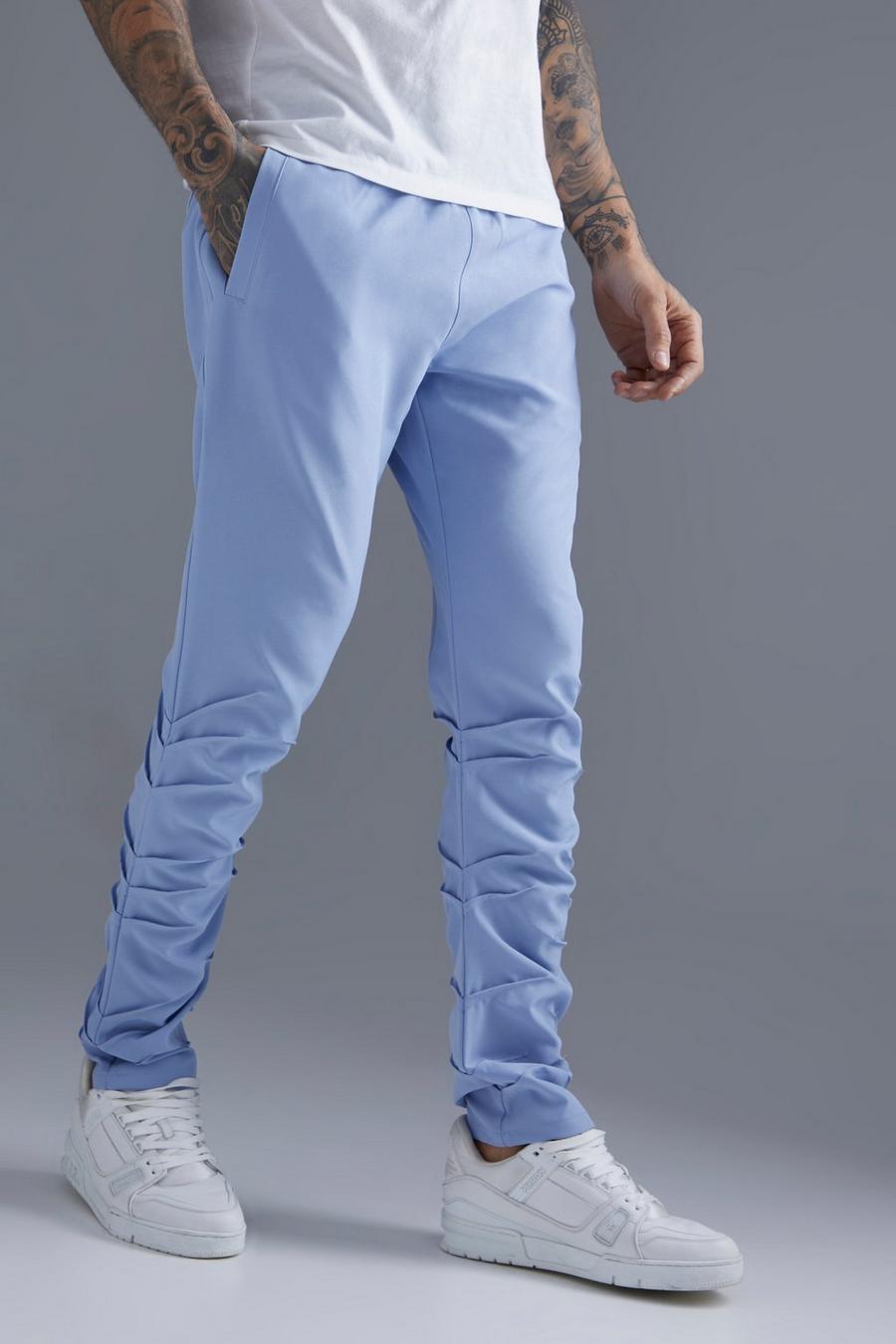 Pantaloni sartoriali con pieghe sul fondo, Light blue