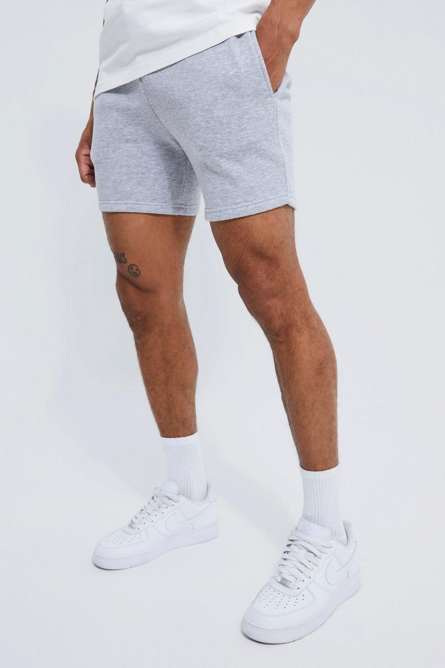 Pantaloncini corti Basic Slim Fit in jersey, Grey marl image number 1