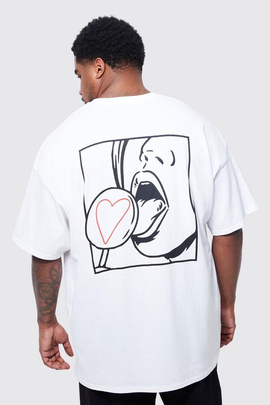 White Plus Line Drawing Graphic T-shirt