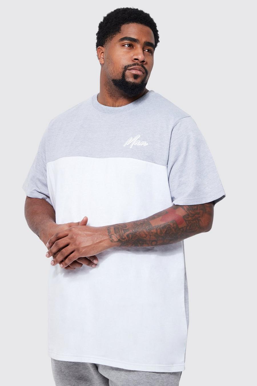 T-shirt lunga Plus Size Man a blocchi di colore, White image number 1