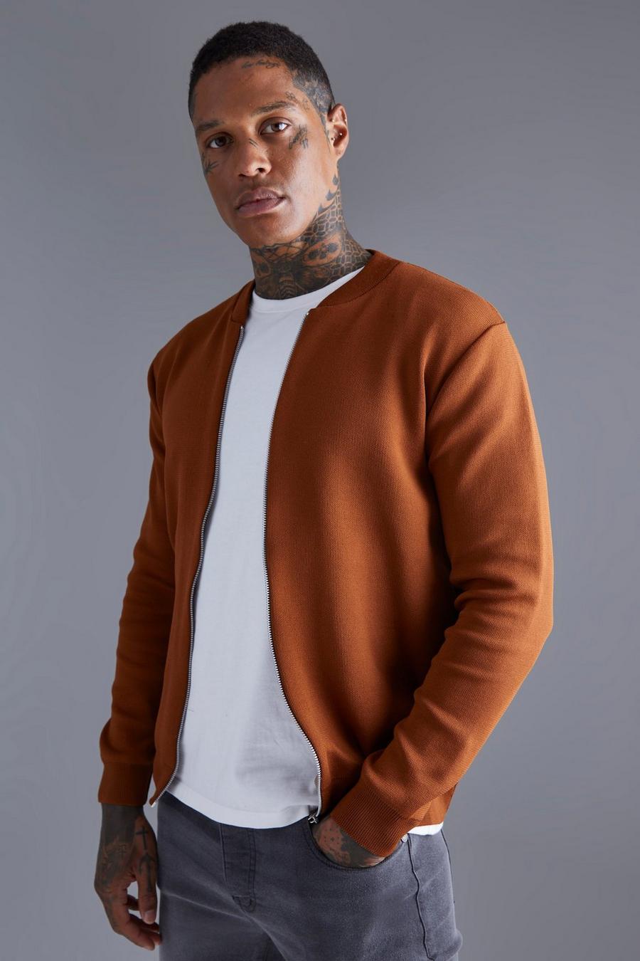 Taupe Smart Knitted Bomber