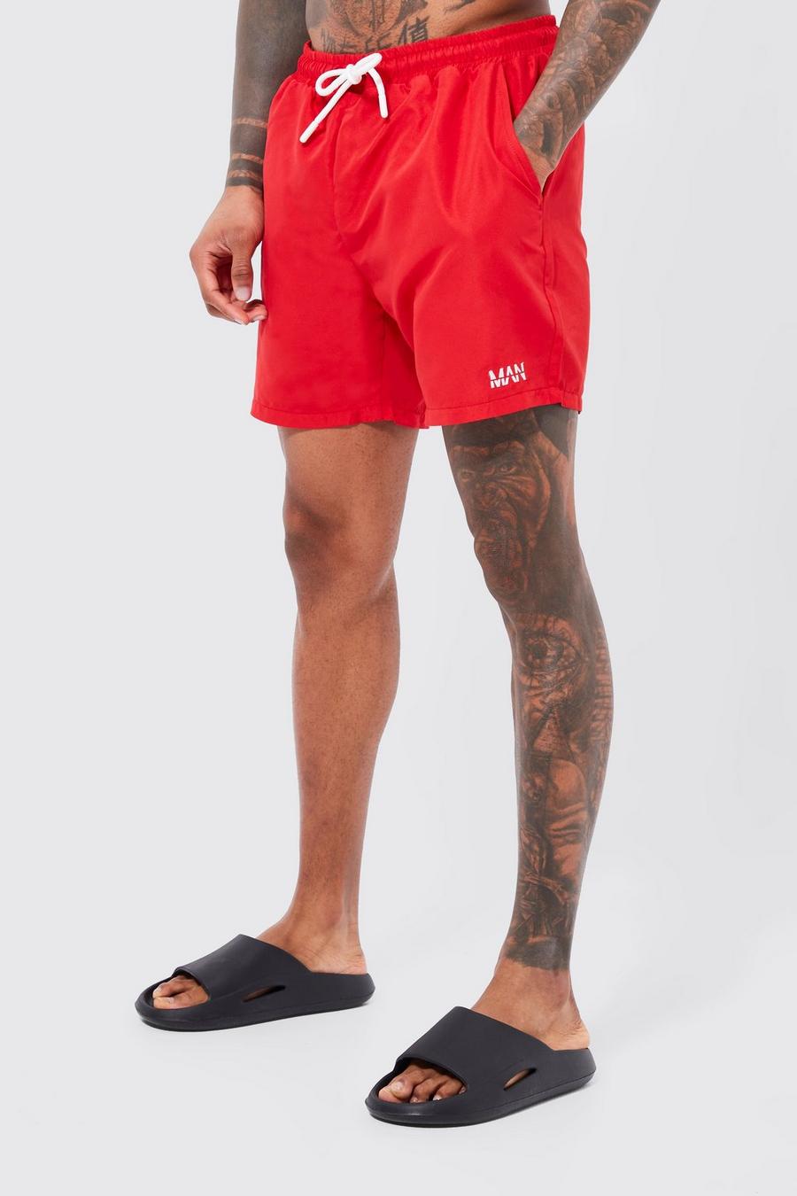 Red Original Man Mid Length Swim Shorts