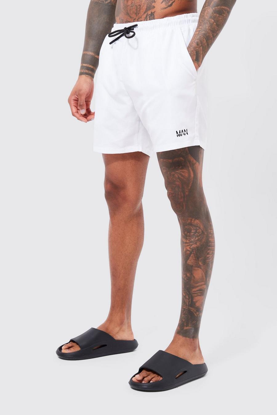 White Original Man Mid Length Swim Shorts image number 1