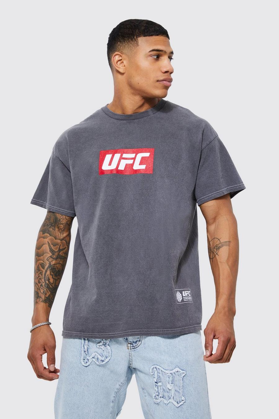 Camiseta desteñida con estampado de UFC, Charcoal