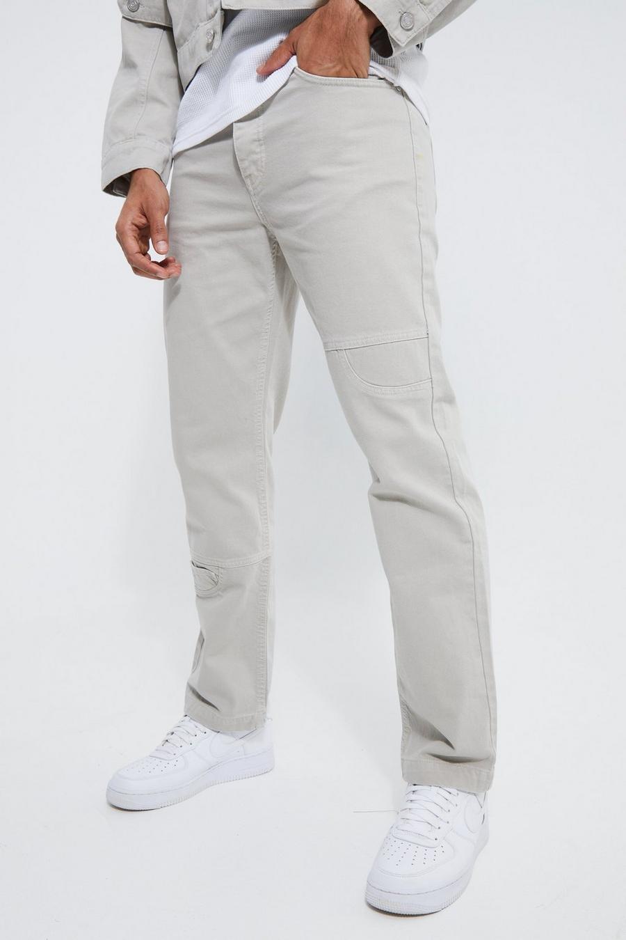 Stone Relaxed Fit Overdyed Panel Jeans
