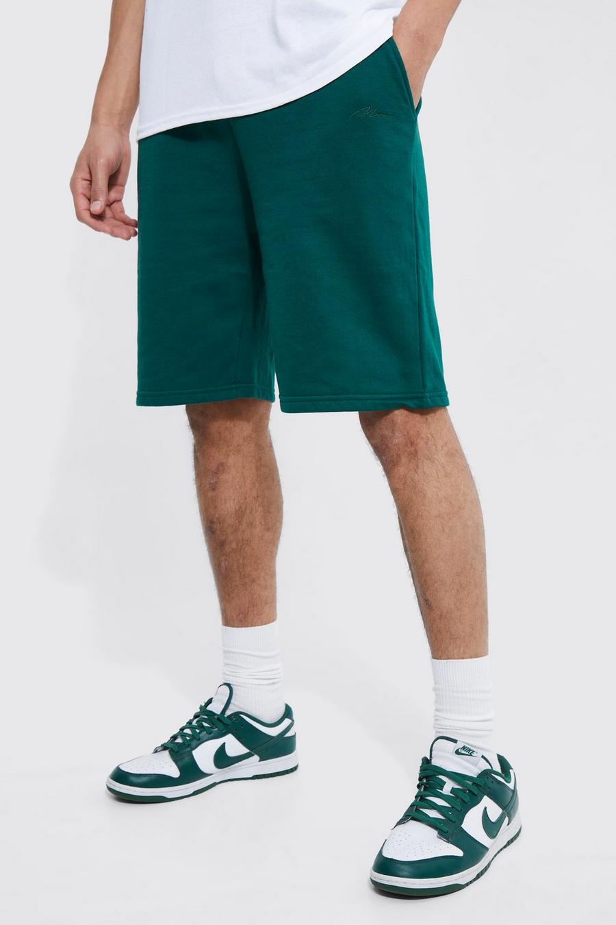 Tall Jersey-Shorts mit Man Signature Stickerei, Forest