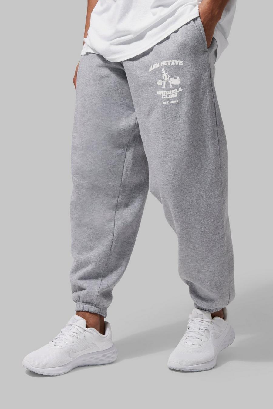 Grey marl Man Active Oversized Barbell Club Joggers 