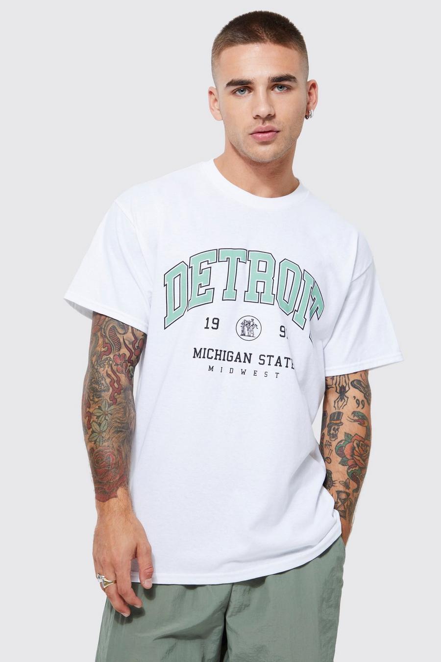 T-Shirt mit Detroit Print, White