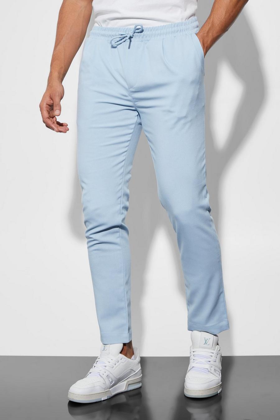 Pantalon court skinny élastique, Light blue