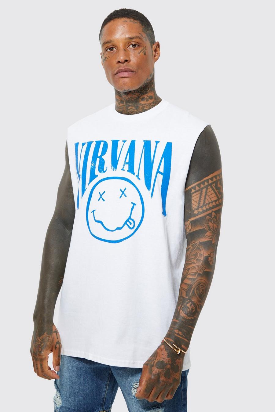 T-shirt sans manches oversize Nirvana, White