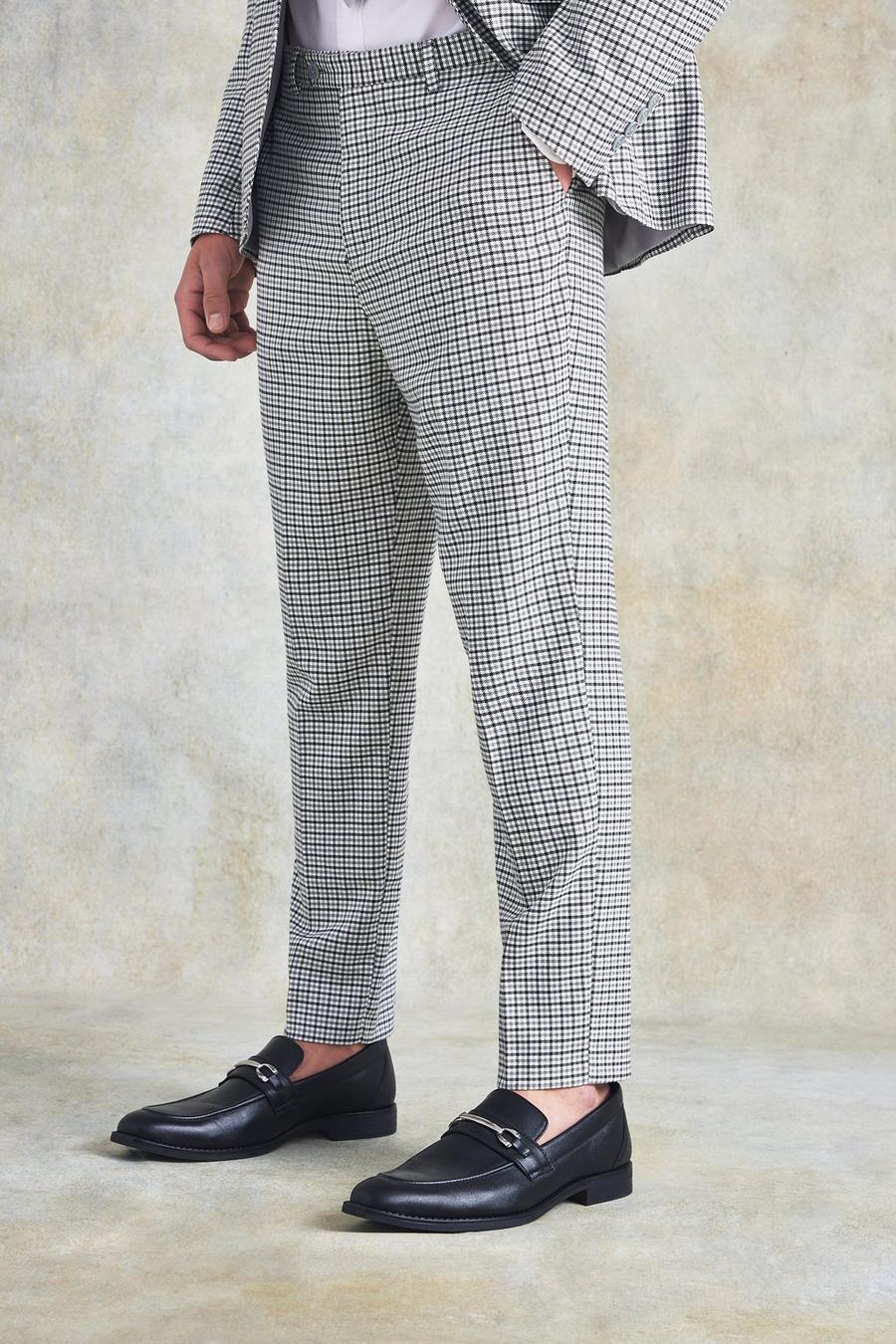 Light grey Toelopende Geruite Pantalons