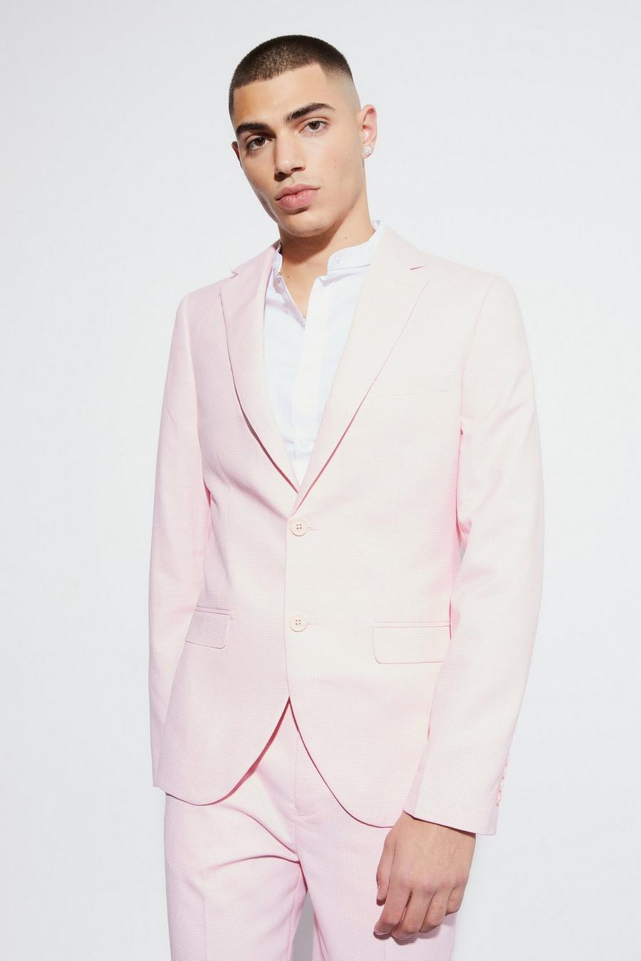 Chaqueta de traje ajustada microtexturizada, Light pink