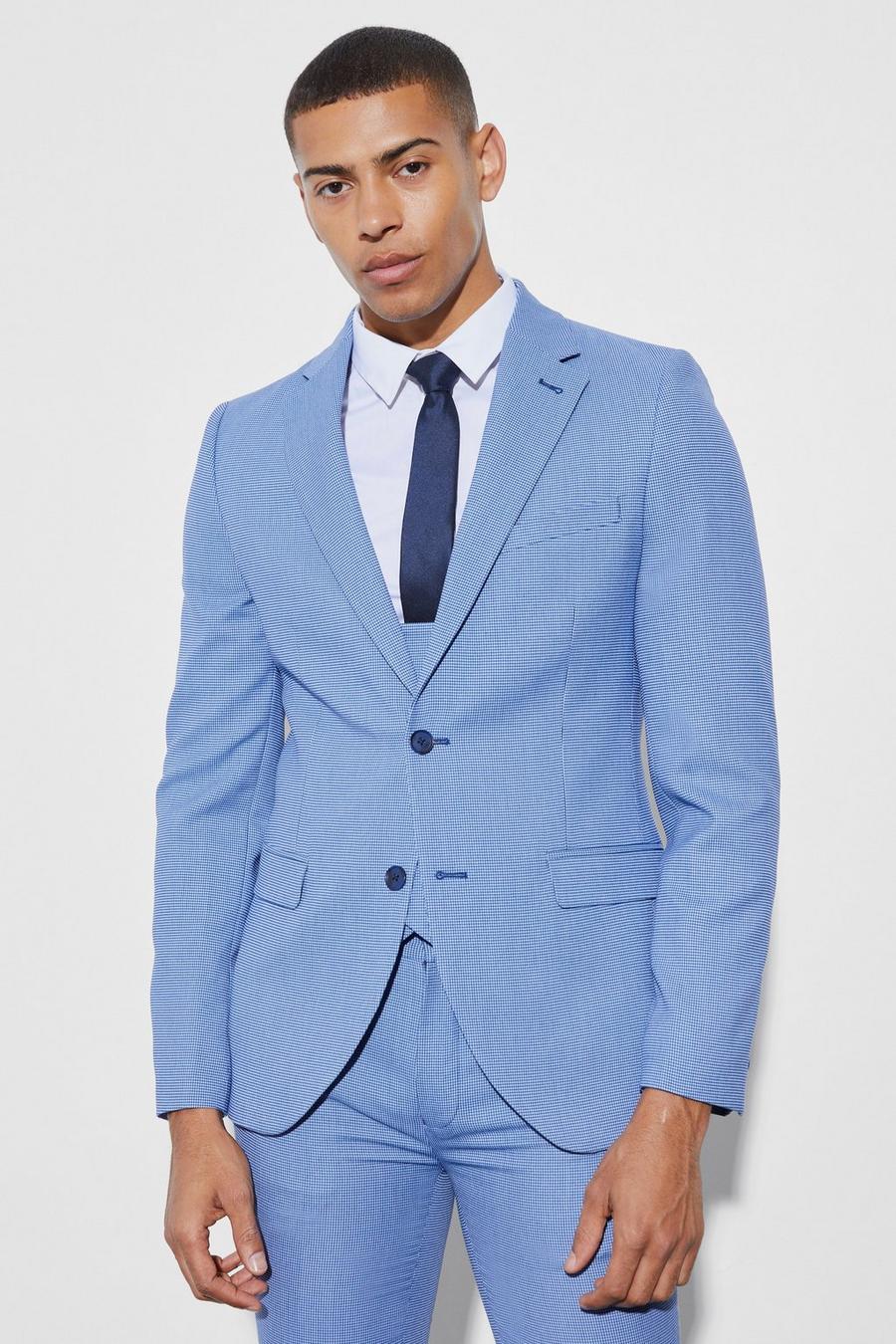 Dark blue Skinny Micro Texture Suit Jacket