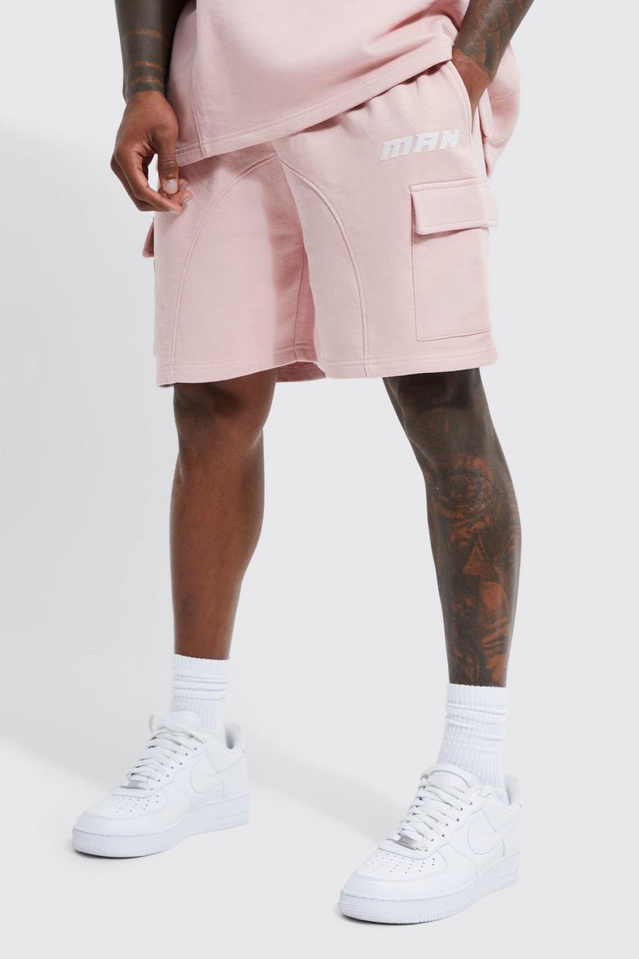 Pink Loose Fit Panelled Cargo Shorts 