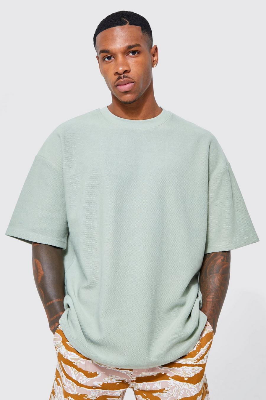 Sage Oversized Jersey Twill T-shirt image number 1
