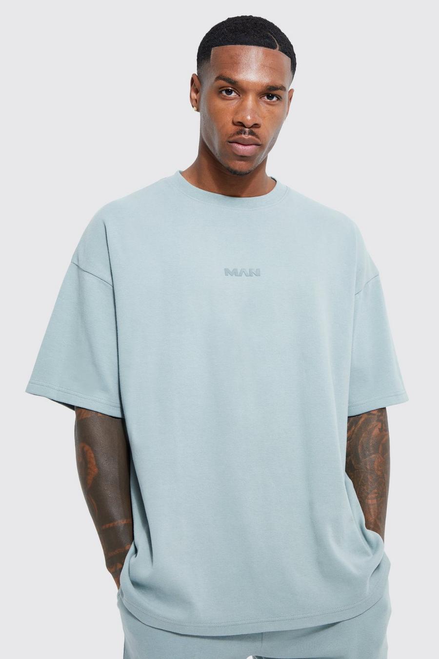 Camiseta oversize gruesa con estampado de espuma, Blue