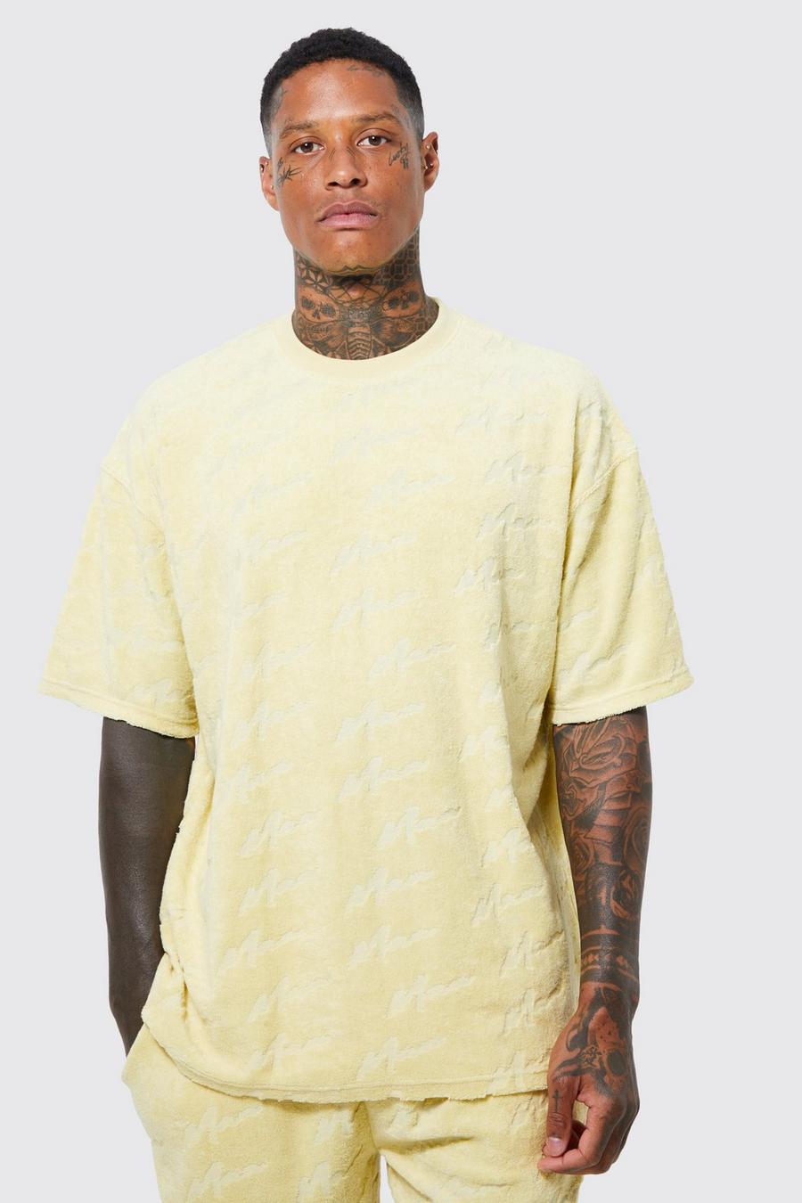 Yellow Oversized Debossed Man T-shirt