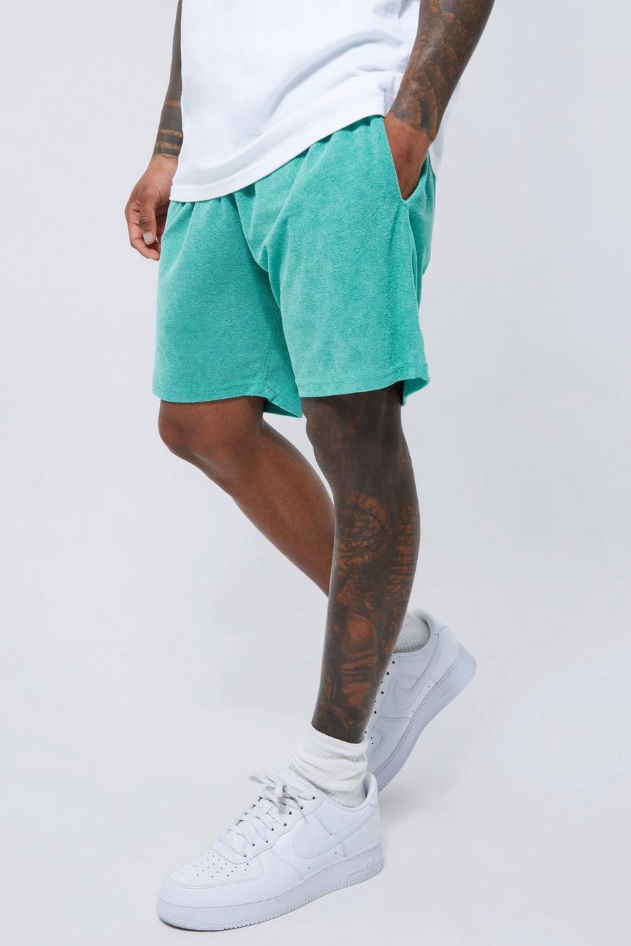 Sage Relaxed Fit Mid Length Soft Towelling Short