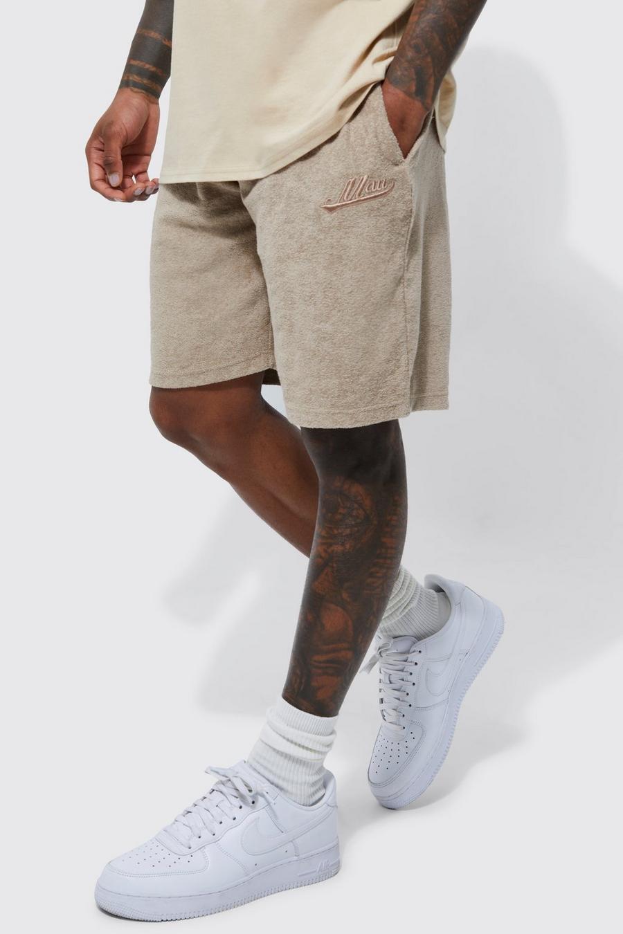 Taupe Baggy Badstoffen Shorts