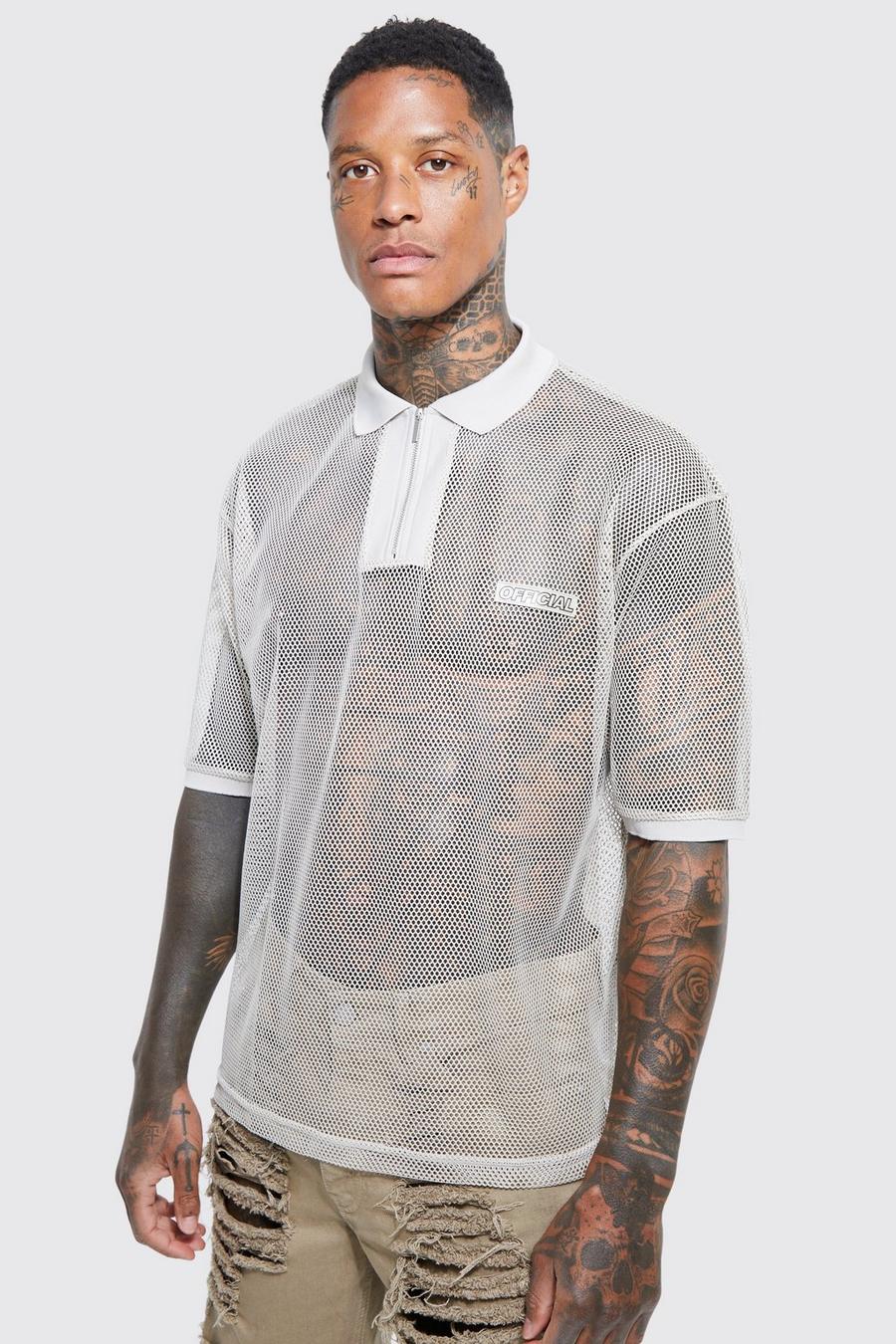 Stone Oversized Mesh Official Polo image number 1