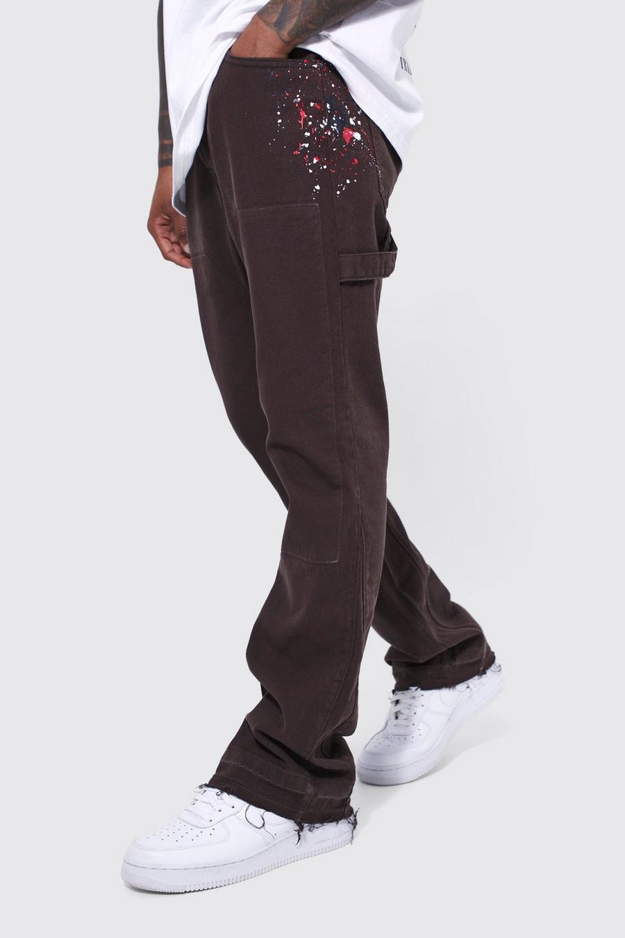 Chocolate Fixed Slim Flare Gusset Carpenter Trouser image number 1