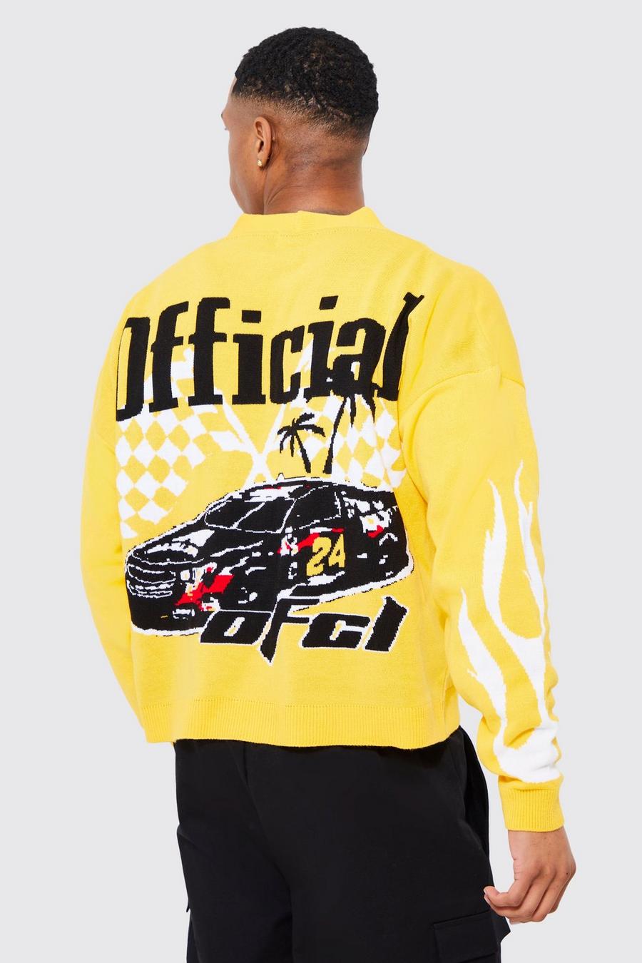Mustard Official Boxy Moto Auto Cardigan image number 1