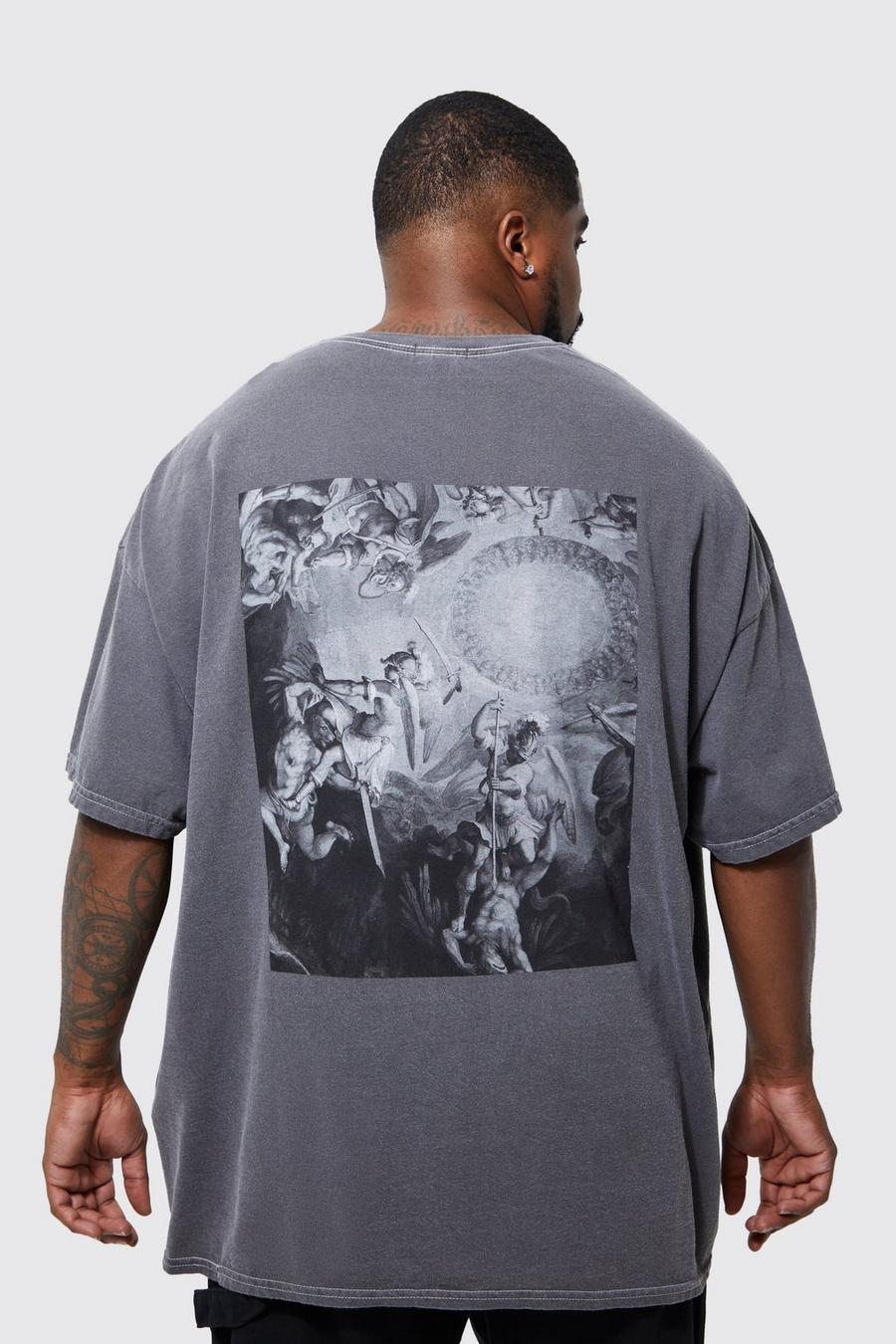 Plus T-Shirt mit Renaissance-Print, Black