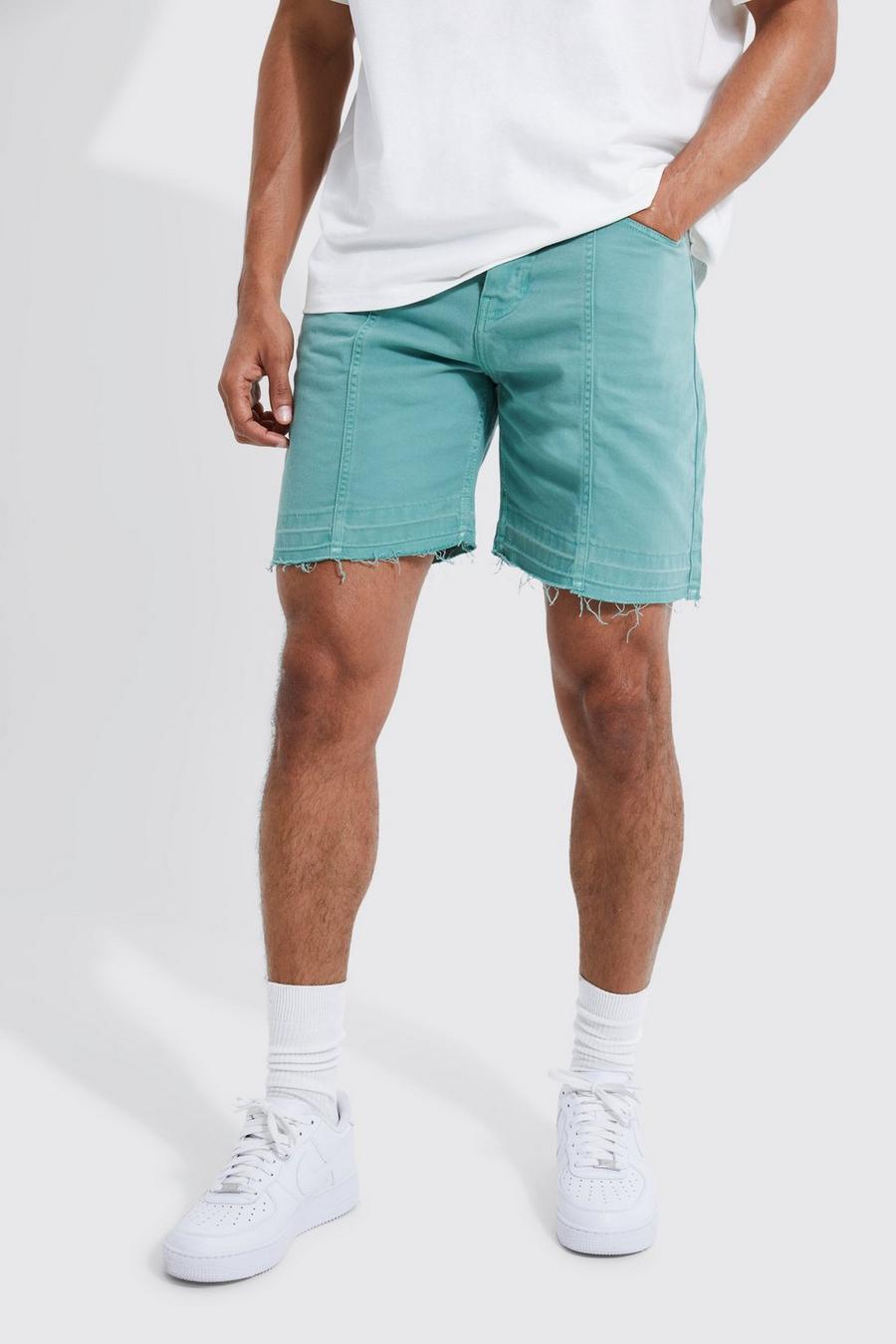 Sage Fixed Relaxed Stitch Embroidered Short