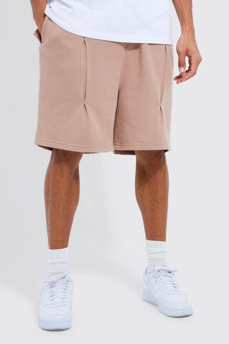 Taupe Tall Oversized Drop Crotch Pleat Cargo Short 