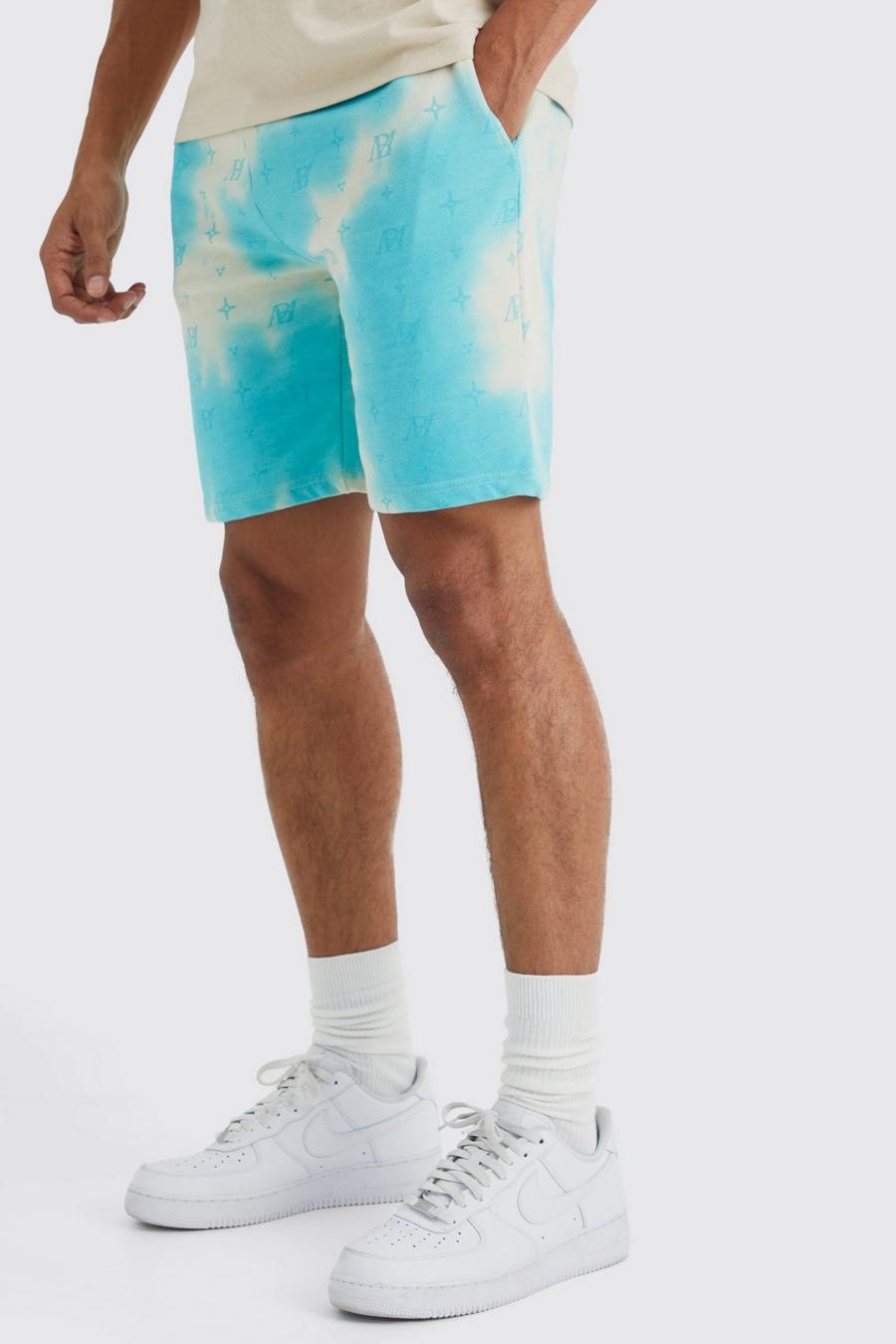 Pantalón corto holgado con desteñido anudado, Aqua