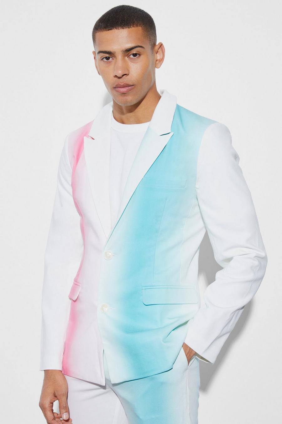 Multi Skinny Single Breasted Ombre Stripe Suit Jacket image number 1