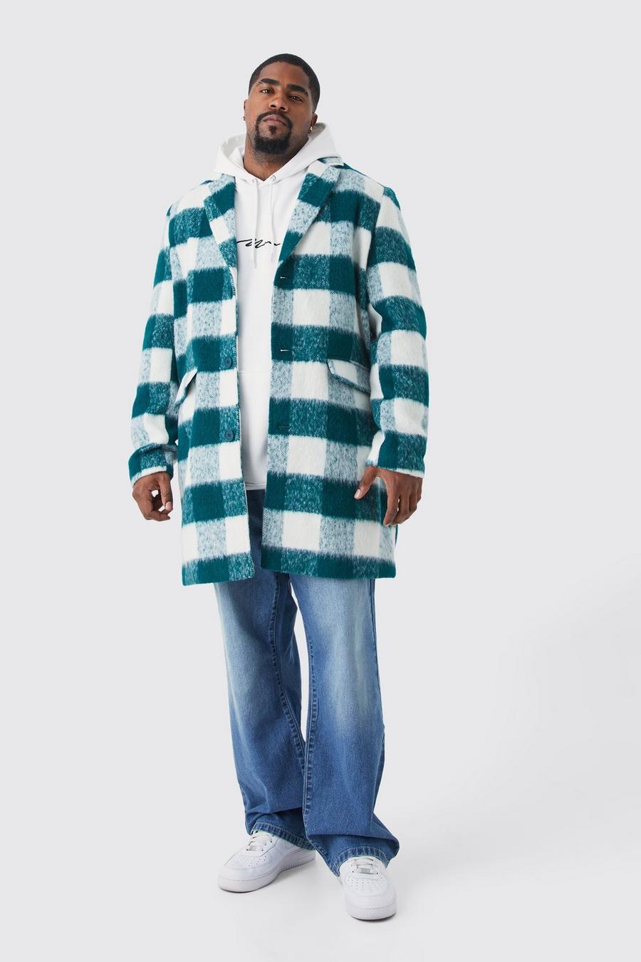 Grande taille - Manteau en laine à carreaux, Green