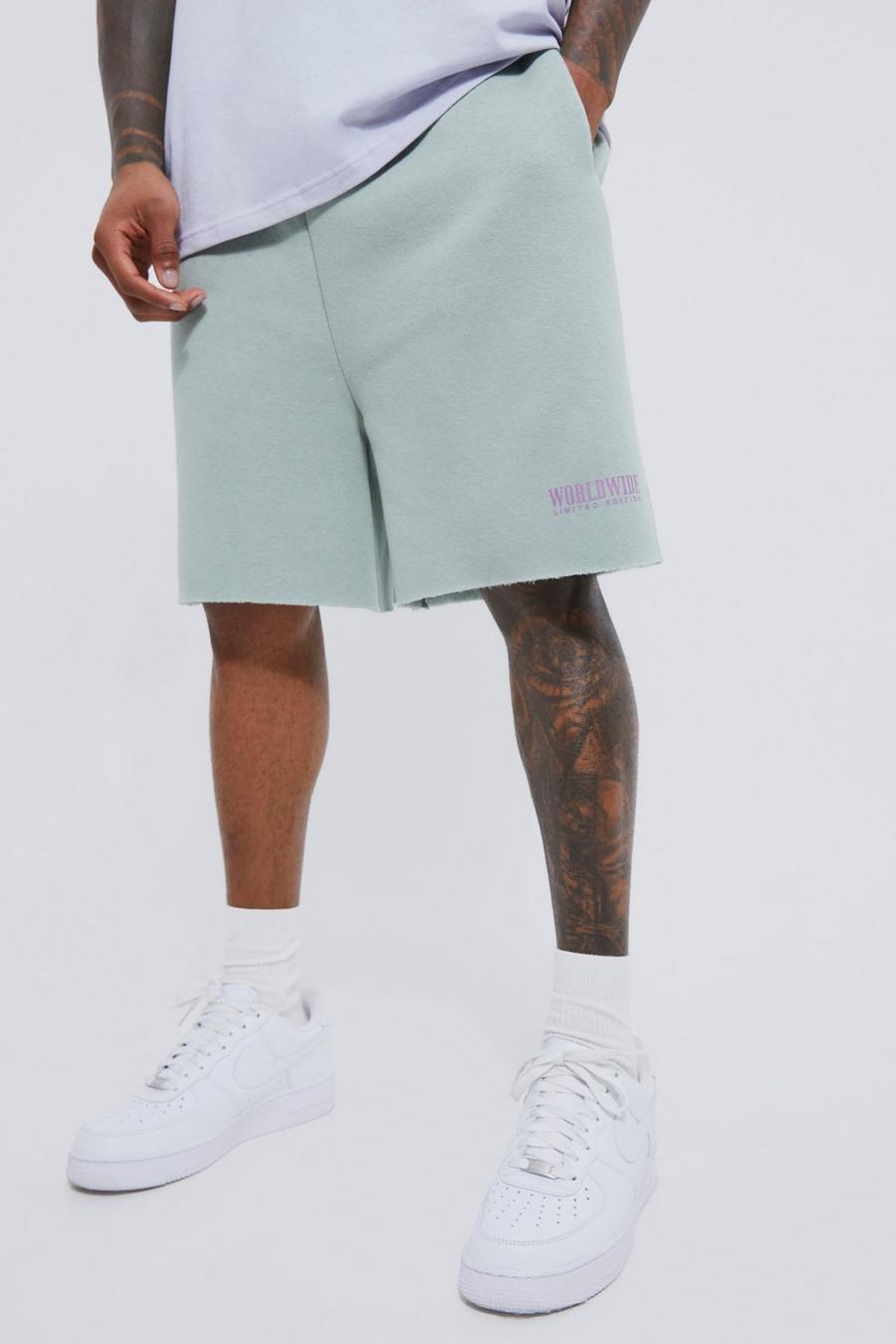 Dusty green Worldwide Oversize shorts med låg gren