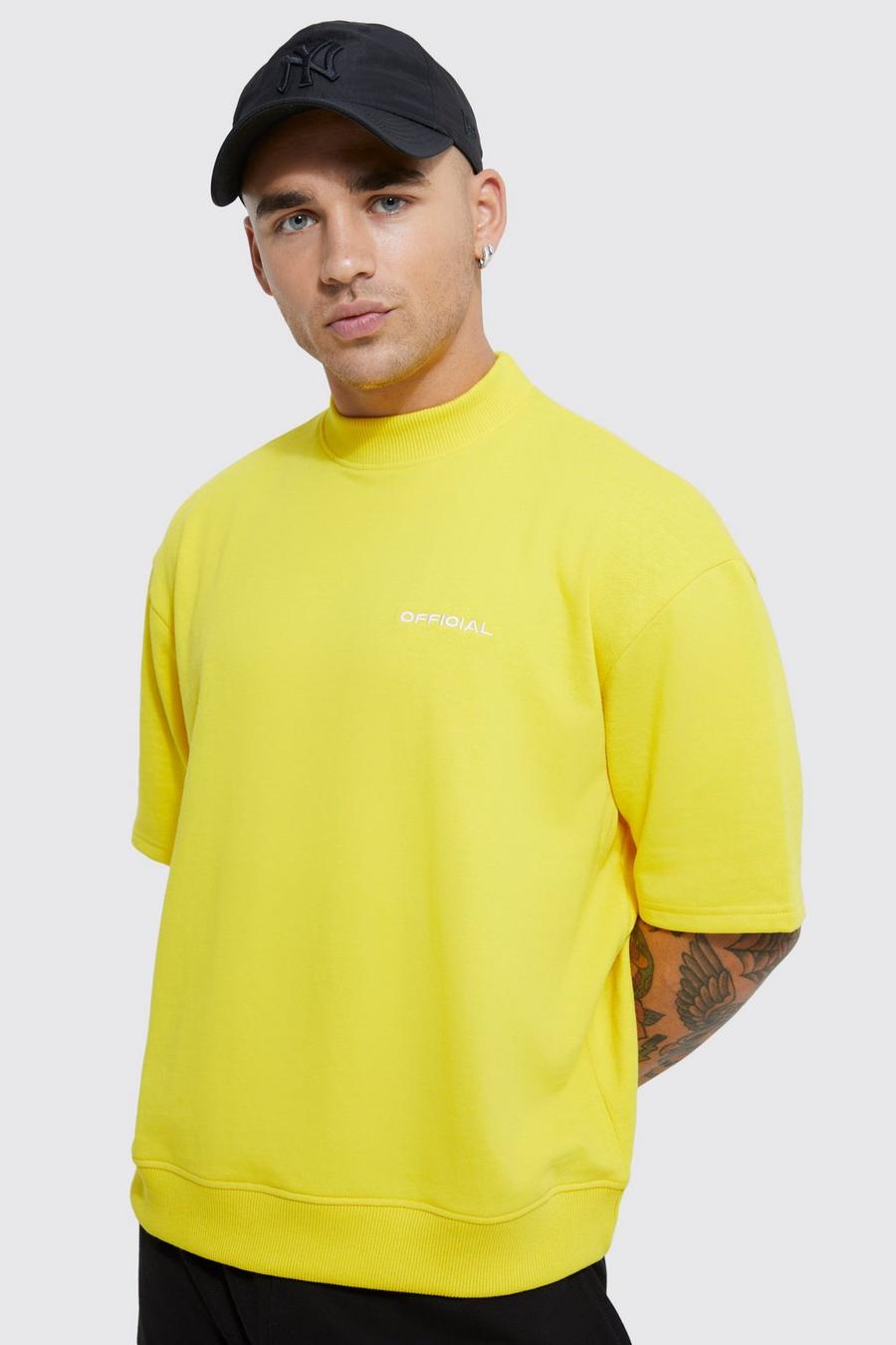 Yellow Oversized Heavyweight Loopback Short Sleeve Sweatshirt image number 1