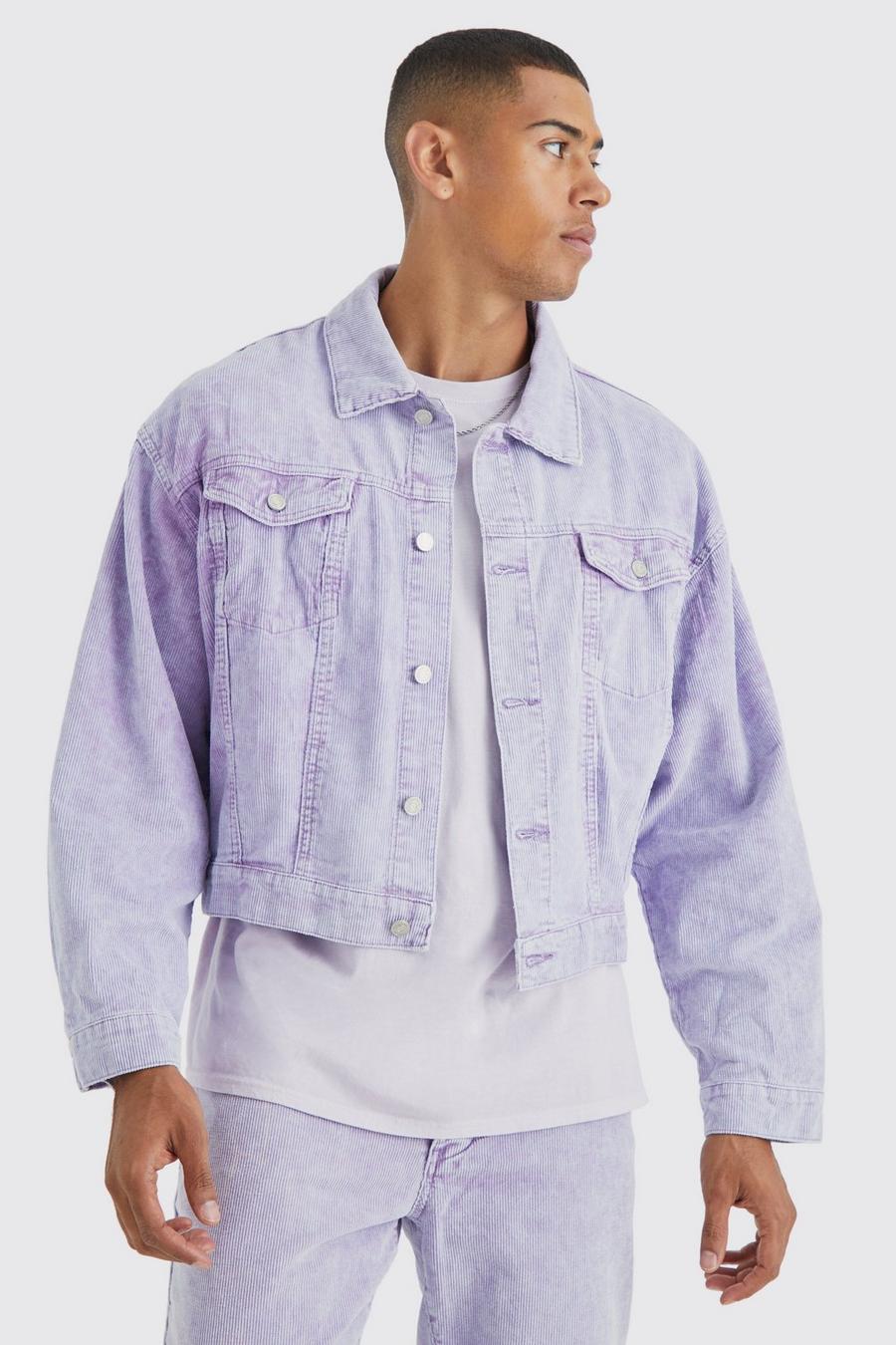 Lilac Boxy Fit Acid Wash Cord Jacket