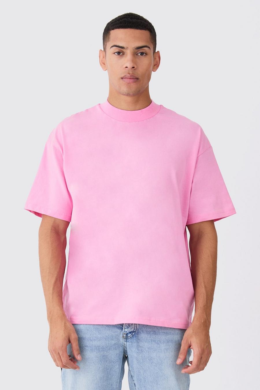 Camiseta oversize con cuello extendido, Pink