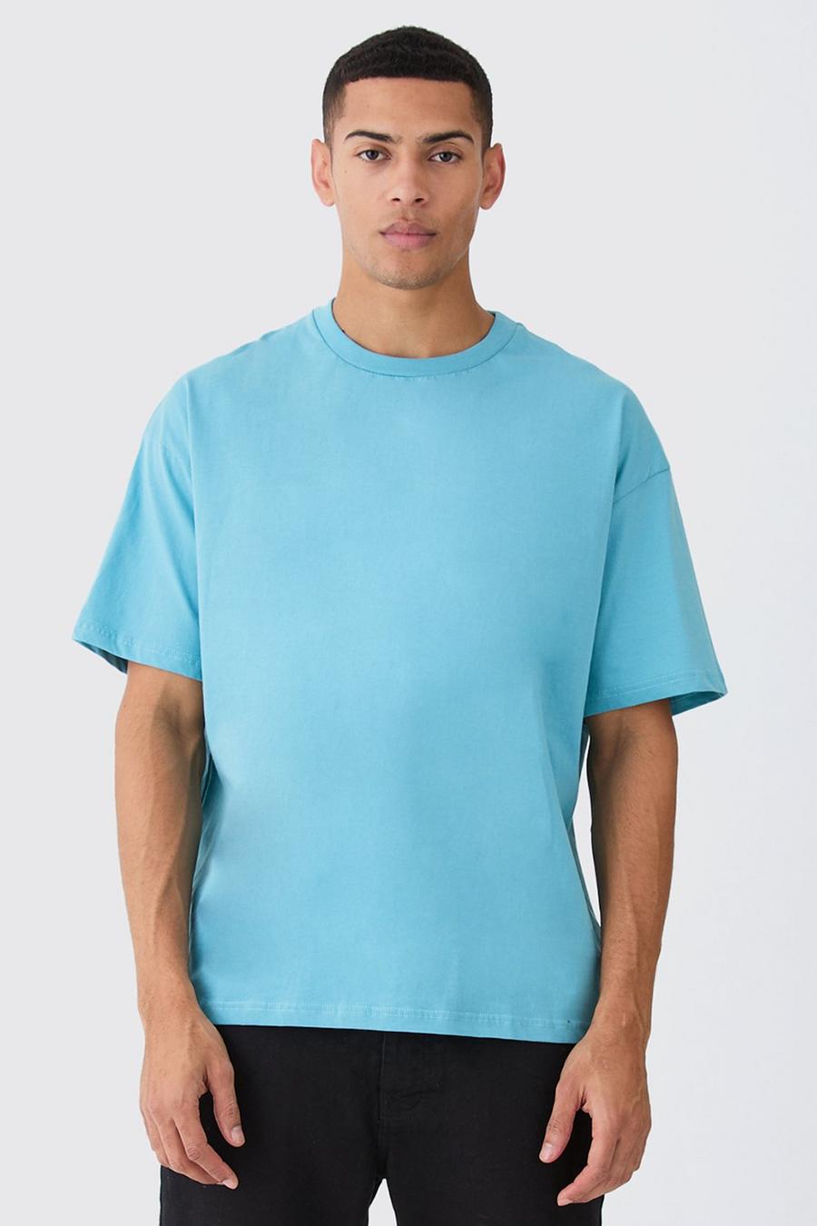 Aqua blue Oversized Crew Neck T-shirt