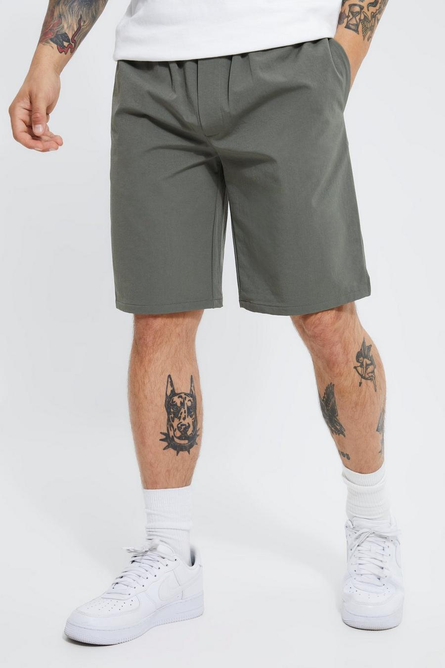 Charcoal Elasticated Relaxed Stretch Short image number 1