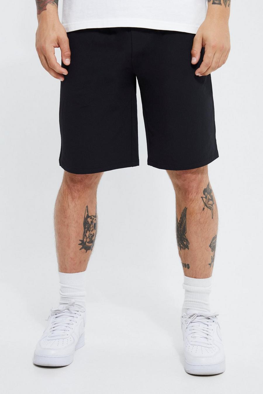 Black Elastic Relaxed Stretch Short image number 1