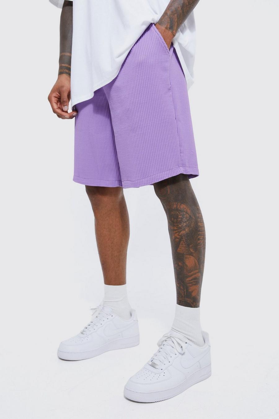 Purple Baggy Shorts Met Elastische Taille
