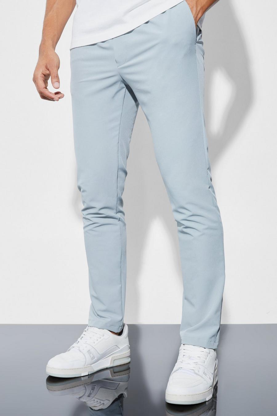 Light grey Elasticated Skinny 4 Way Stretch Smart Trousers image number 1