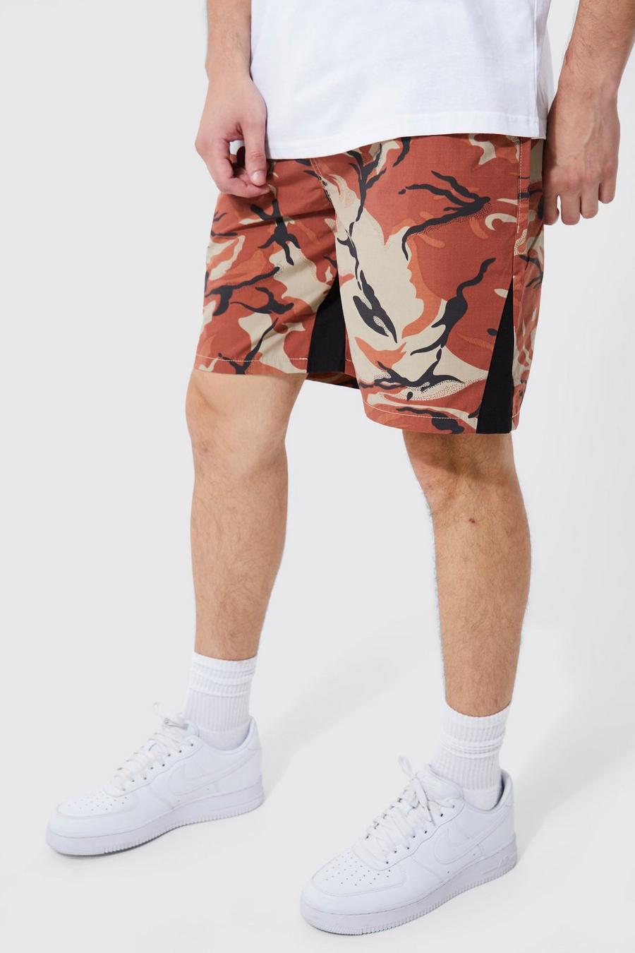 Orange Tall Fixed Waist Camo Fit Relaxed Short Length