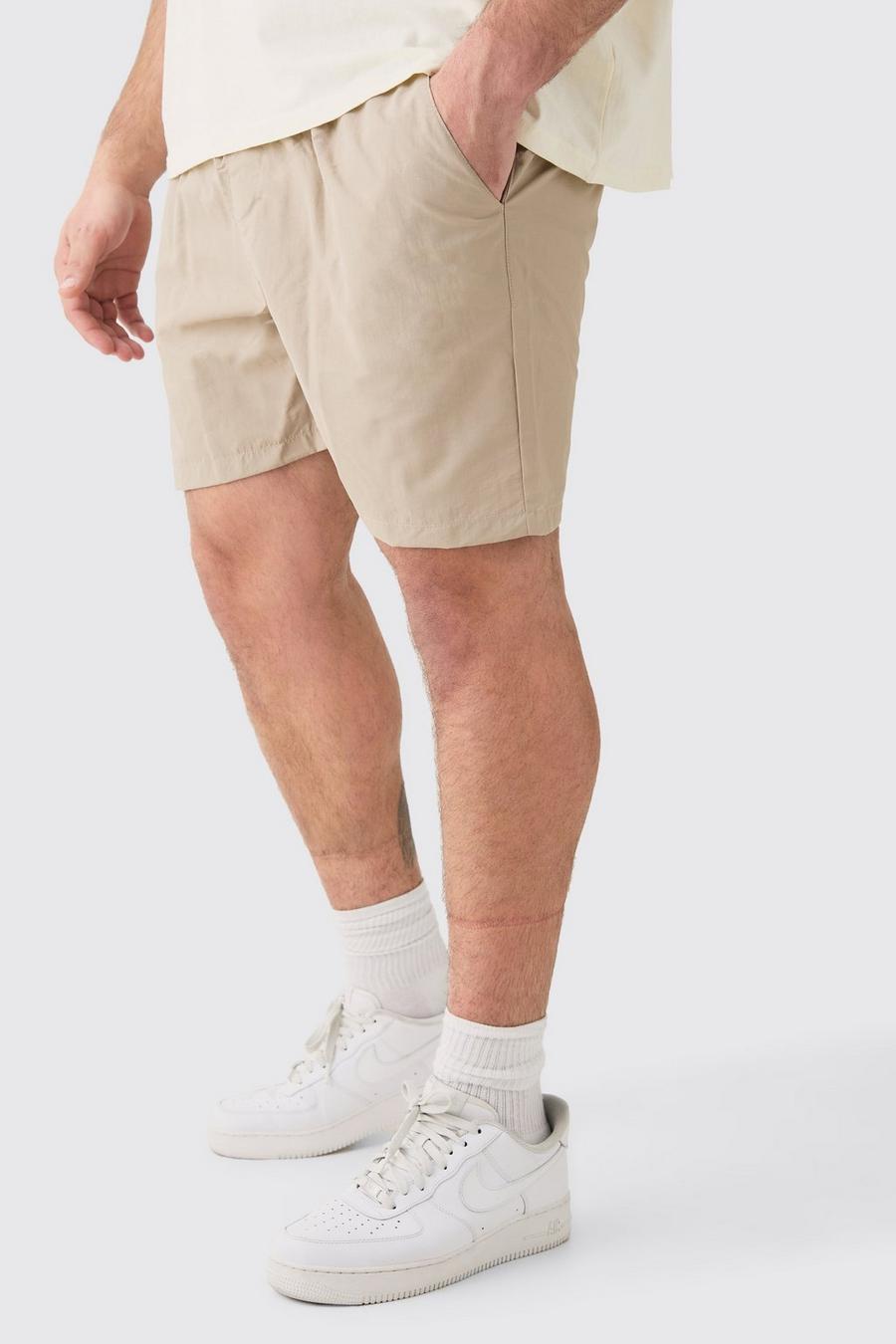 Pantalón corto Plus cómodo con cintura elástica, Stone