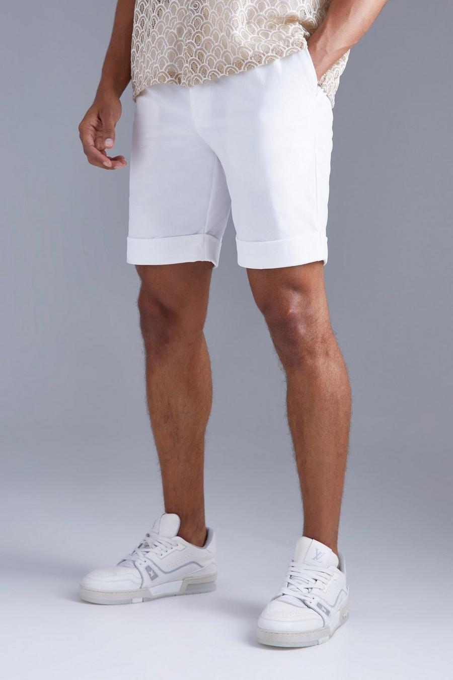 White Nylon Smart Short With Pocket Detail