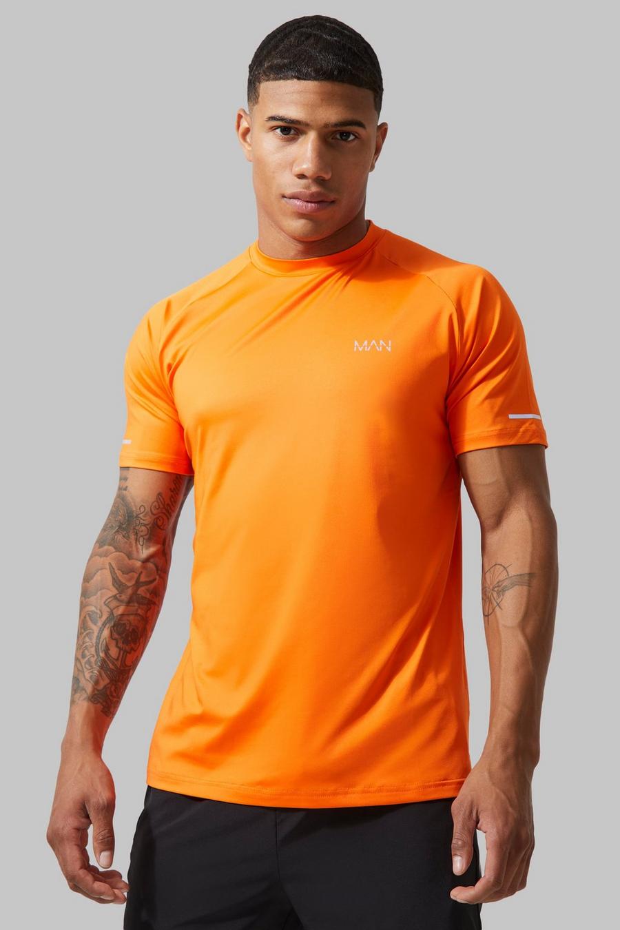 Man Active Gym Raglan T-Shirt, Orange